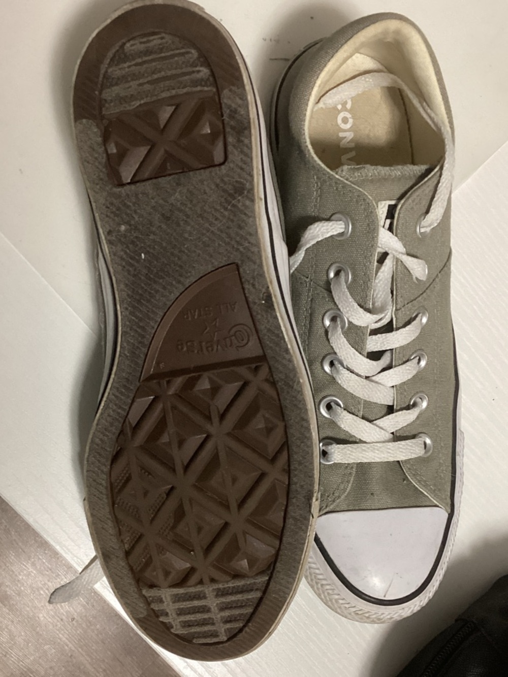 Converse Low-Top Sneakers - Olive Canvas with White Accents